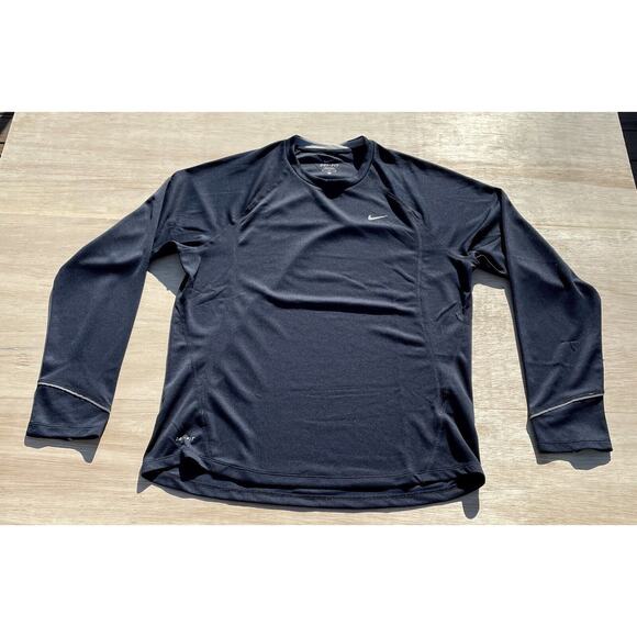 Vintage Nike Dri-Fit Crew Neck Shirt Long Sleeve Men’s Navy Blue‎ Size M Active - Picture 1 of 6